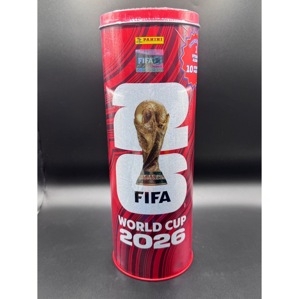 Panini FIFA World Cup 2026 Sticker Album & 10 Packets Collector Tin Red Sealed